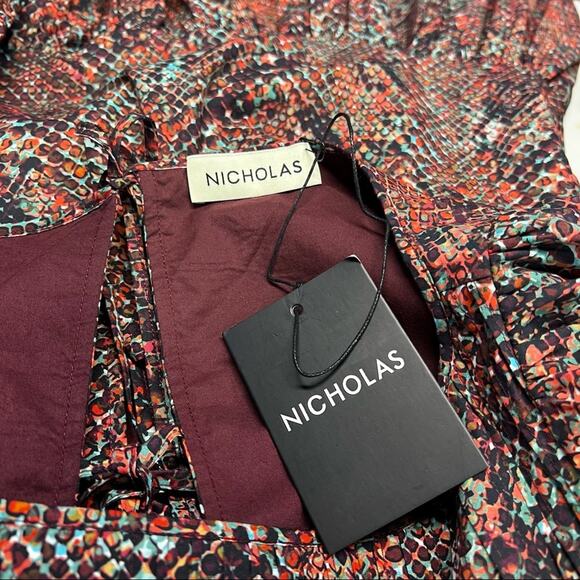 NICHOLAS Women's Devan Gathered Snake-print Crepe Mini Dress Size 4 NWT - Picture 11 of 14